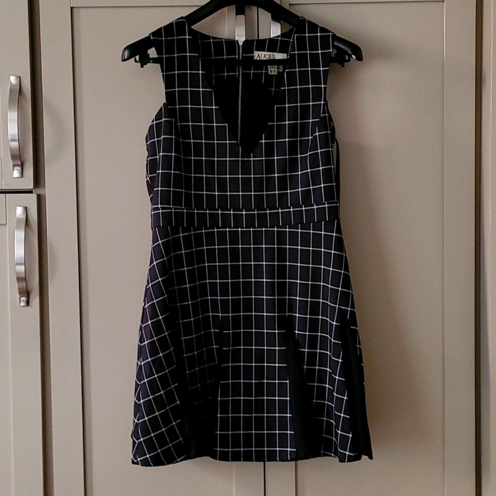 Alice's Pig black and white windowpane check skater dress. Size 8.